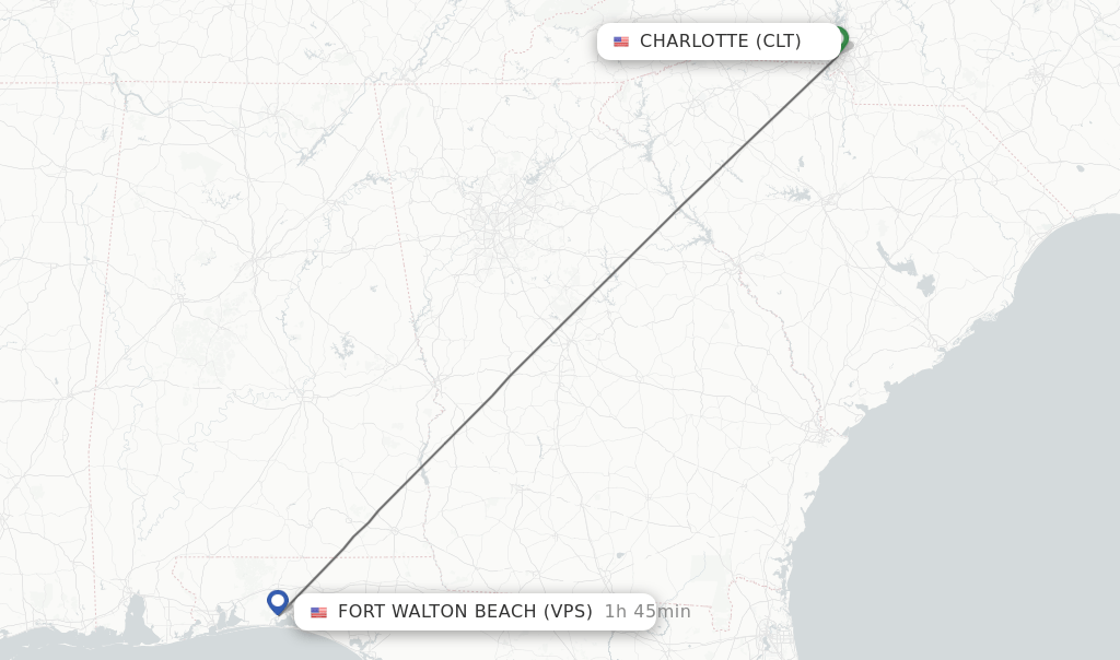 Direct (nonstop) flights from Charlotte to Fort Walton Beach