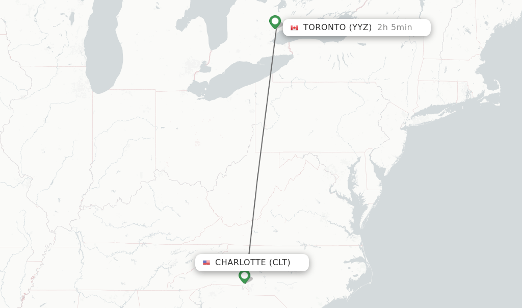Direct (nonstop) flights from Charlotte to Toronto schedules