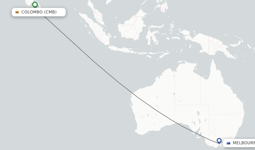 Direct (nonstop) flights from Colombo to Melbourne schedules