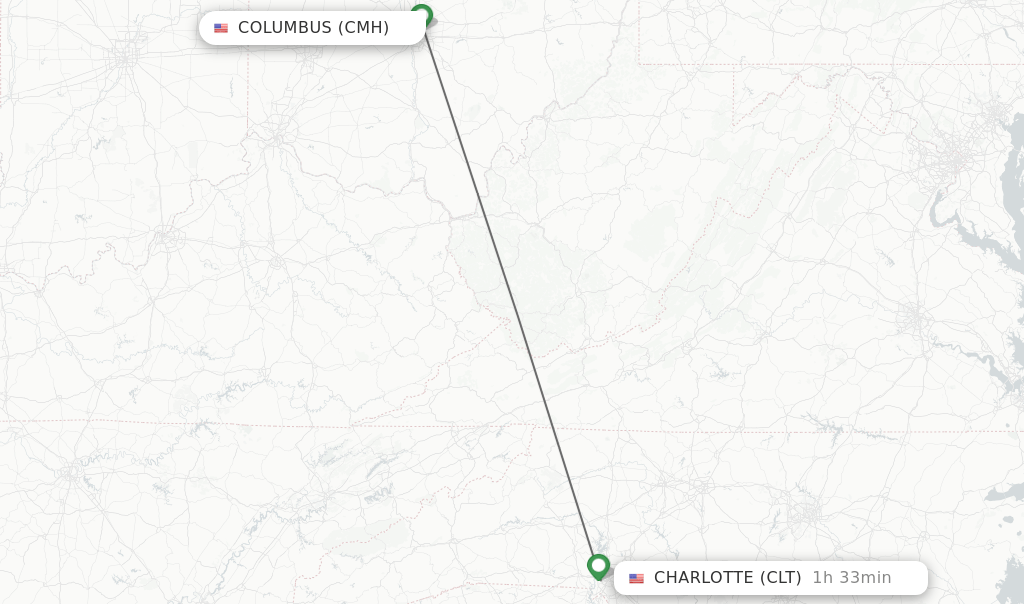 Direct (nonstop) flights from Columbus to Charlotte schedules