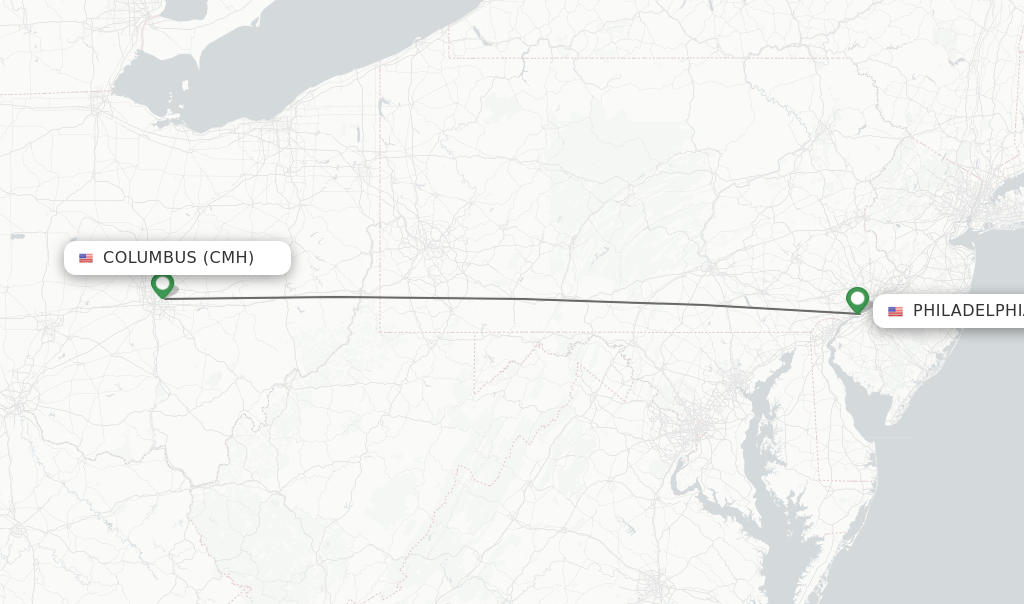 Direct (nonstop) flights from Columbus to Philadelphia schedules