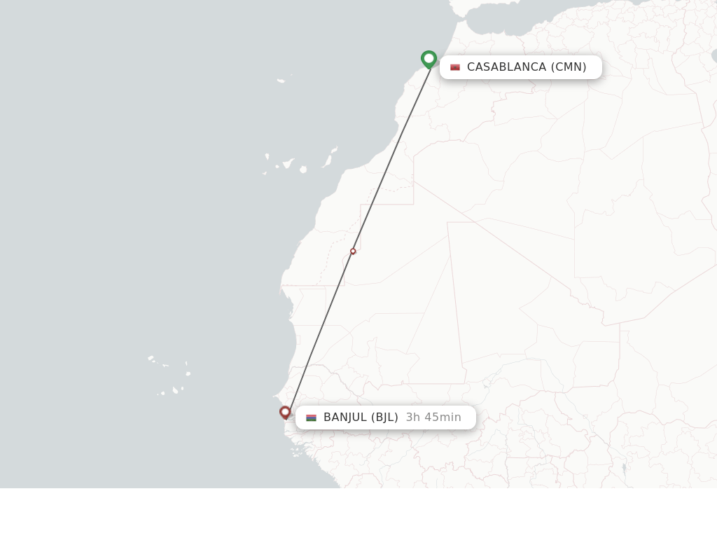 Direct (nonstop) flights from Casablanca to Banjul schedules