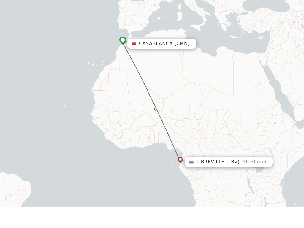 Direct (nonstop) flights from Casablanca to Libreville schedules