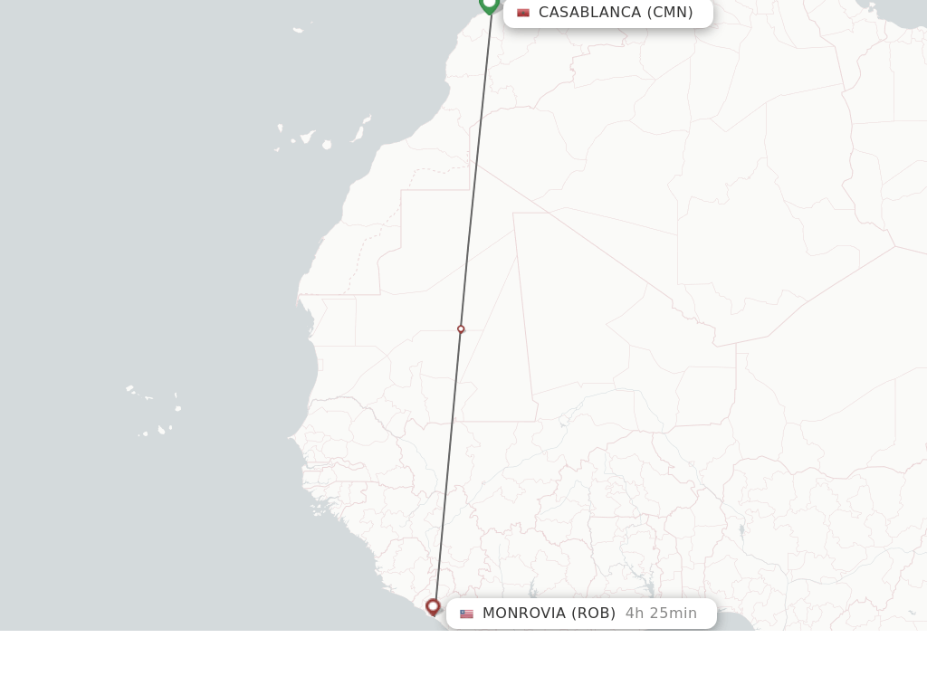 Direct (nonstop) flights from Casablanca to Monrovia schedules