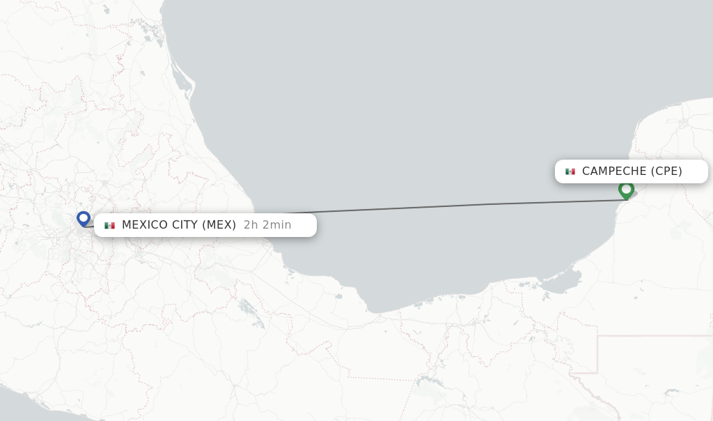 Direct (nonstop) flights from Campeche to Mexico City schedules