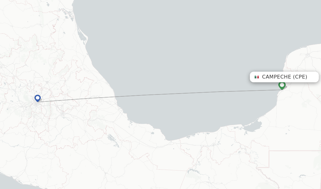 Direct (nonstop) flights from Campeche, Ingeniero Alberto Acuna Ongay