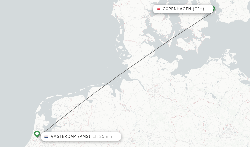 Direct (nonstop) flights from Copenhagen to Amsterdam schedules