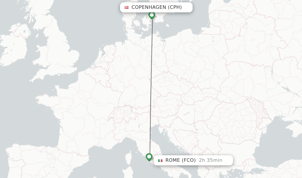 Direct (nonstop) flights from Copenhagen to Rome schedules