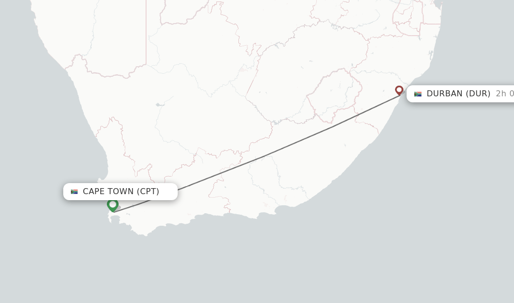 Direct (nonstop) flights from Cape Town to Durban schedules