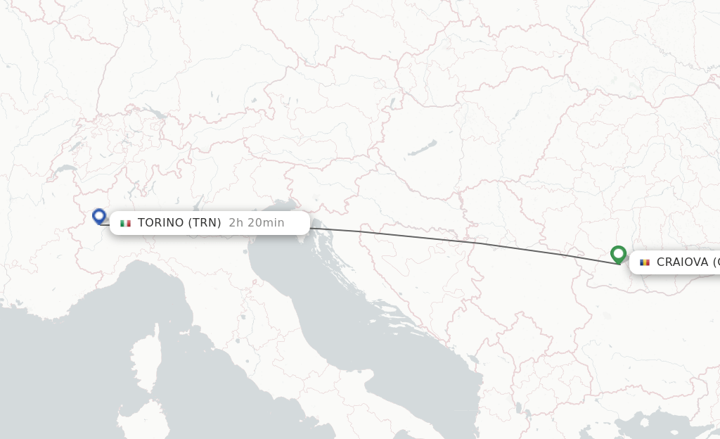Direct (nonstop) flights from Craiova to Turin schedules