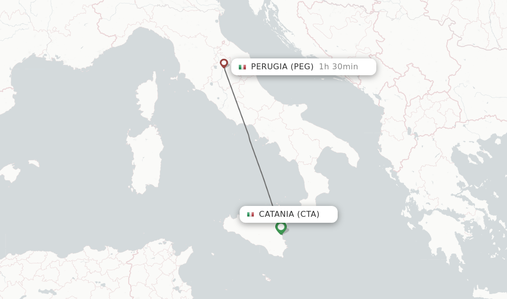 Direct (nonstop) flights from Catania to Perugia schedules