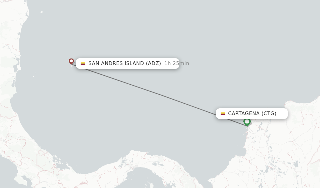 Direct (nonstop) flights from Cartagena to San Andres Island schedules