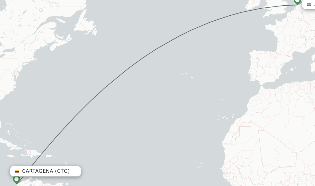 Direct (nonstop) flights from Cartagena to Amsterdam schedules