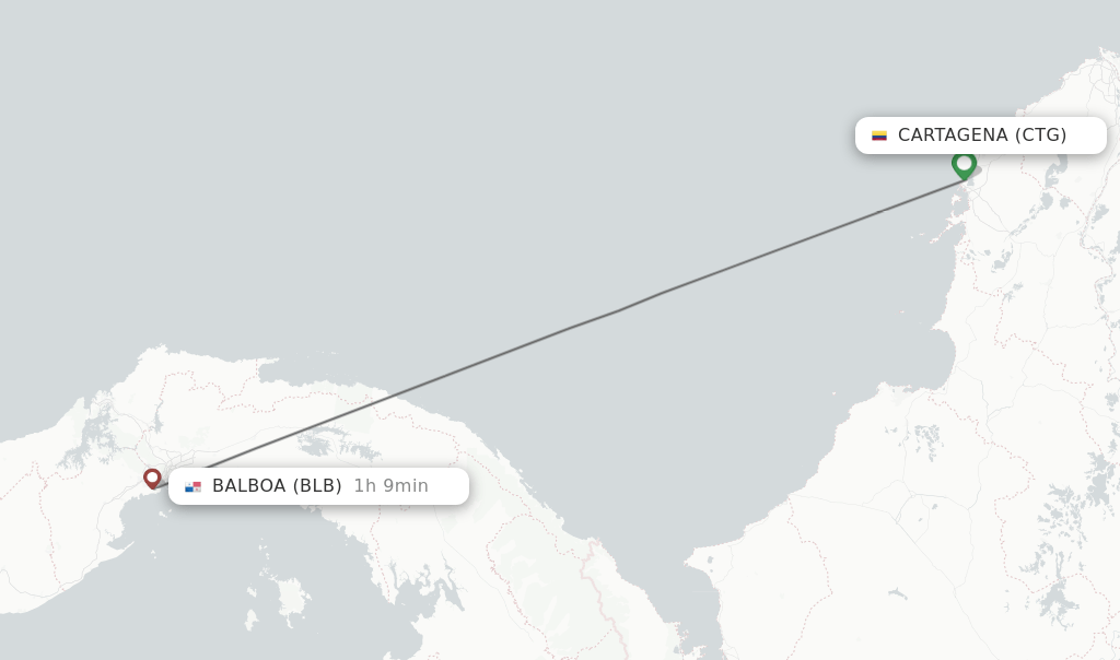 Direct (nonstop) flights from Cartagena to Balboa schedules