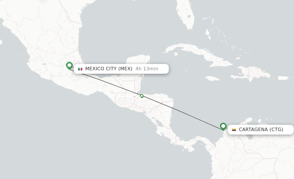 Direct (nonstop) flights from Cartagena to Mexico City schedules