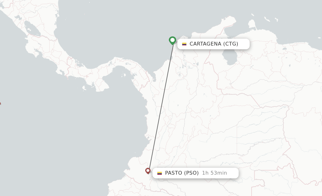 Direct (nonstop) flights from Cartagena to Pasto schedules