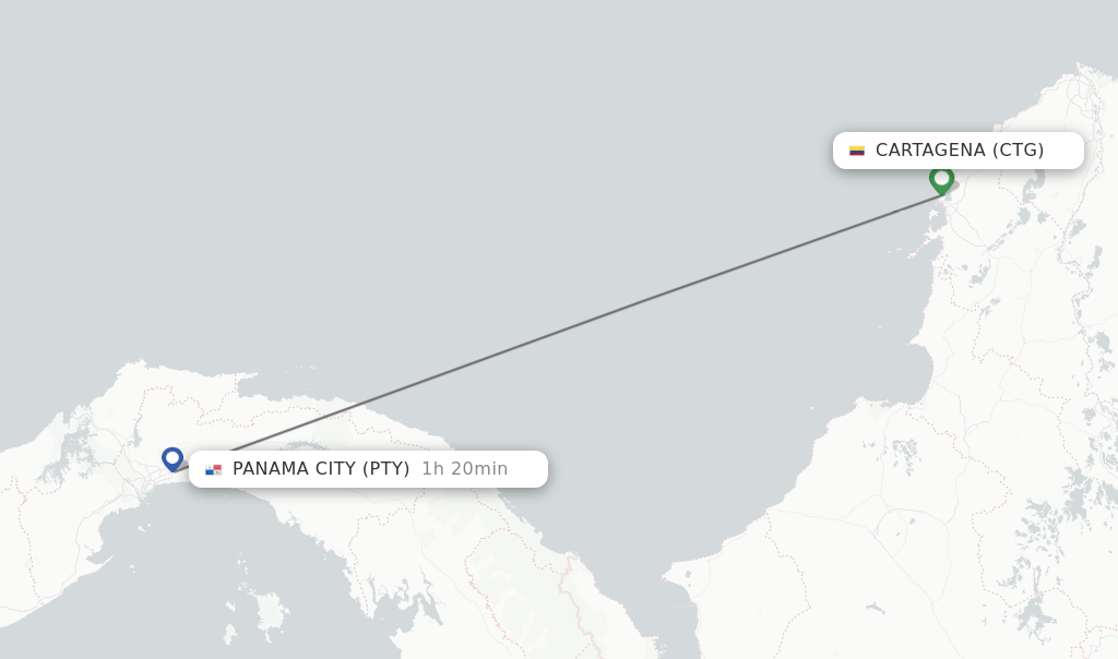 Direct (nonstop) flights from Cartagena to Panama City schedules