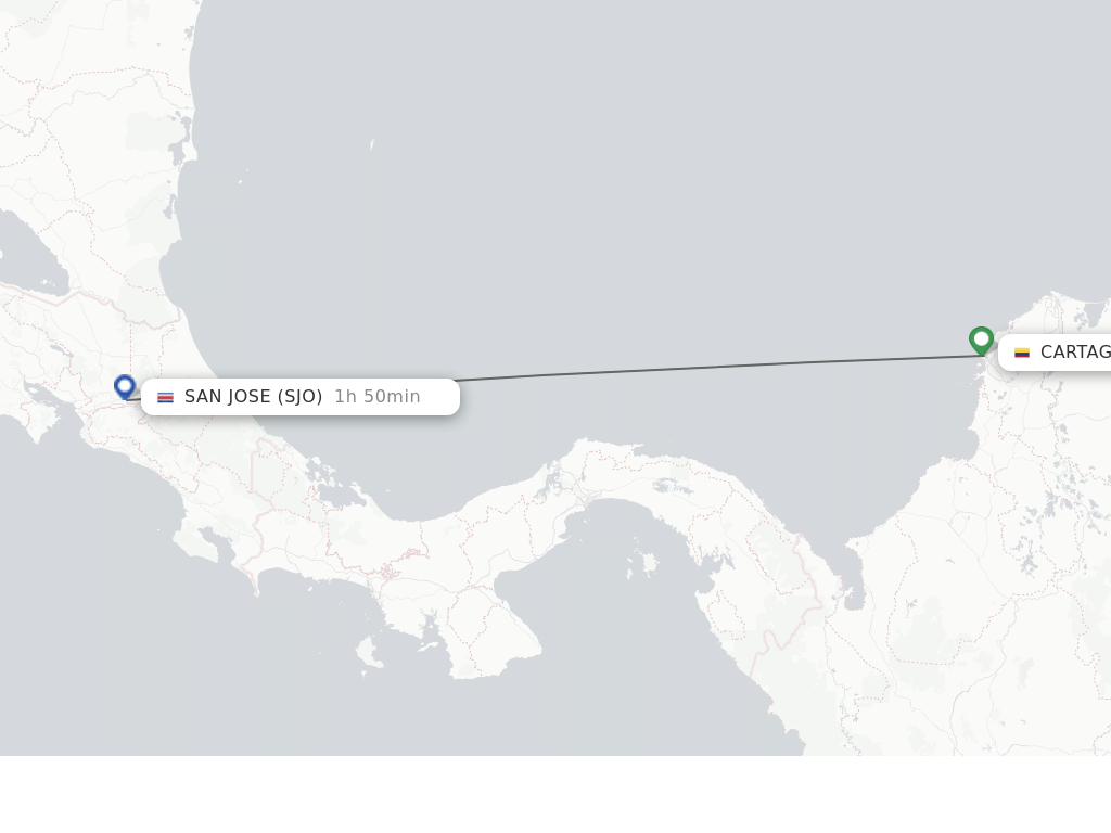 Direct (nonstop) flights from Cartagena to San Jose schedules