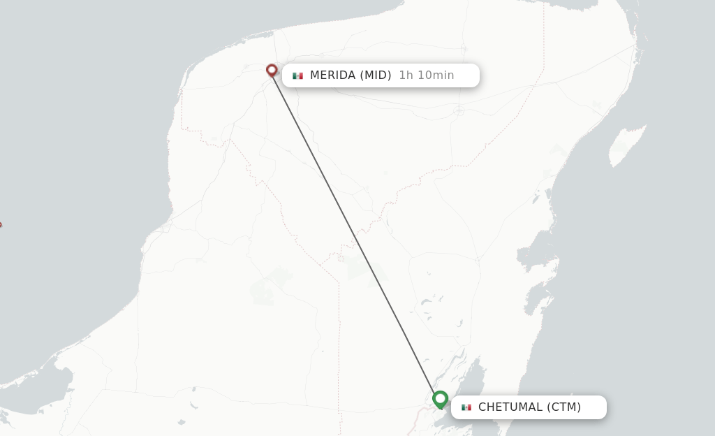 Direct (nonstop) flights from Chetumal to Merida schedules