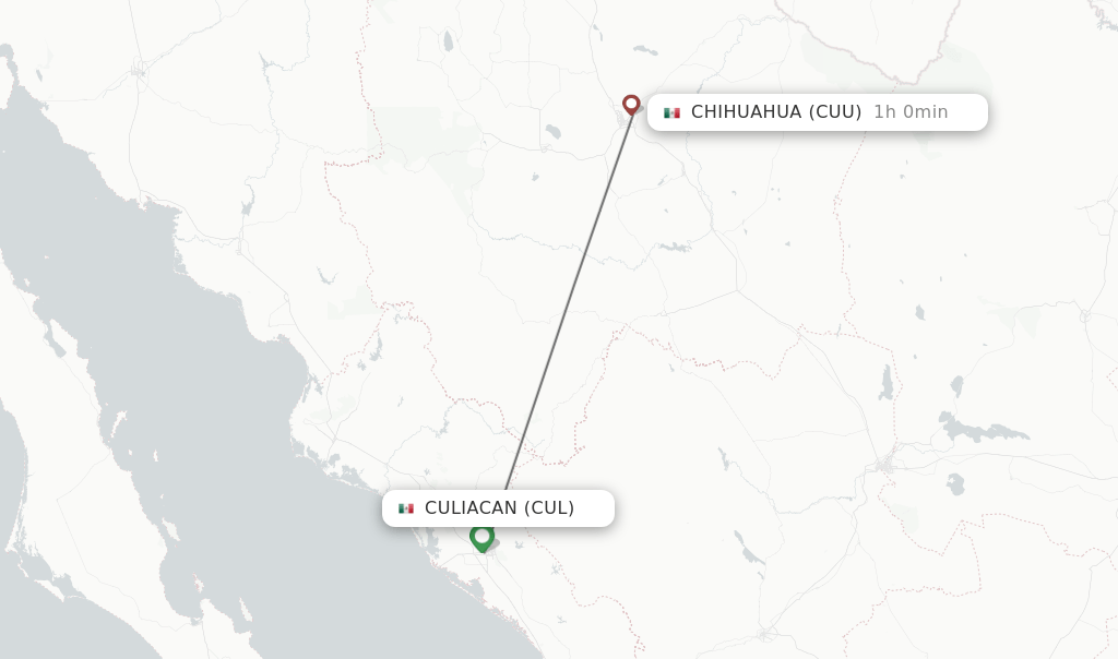Direct (nonstop) flights from Culiacan to Chihuahua schedules
