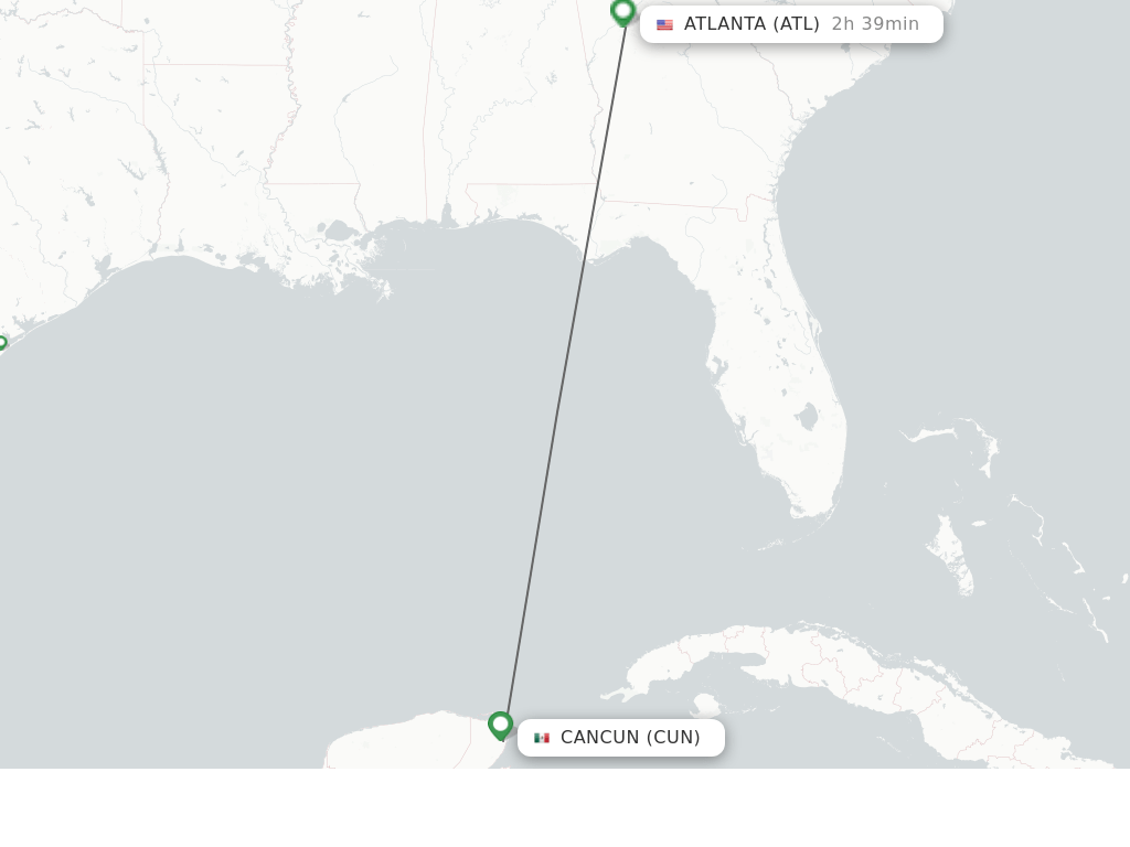 Direct (nonstop) flights from Cancun to Atlanta schedules