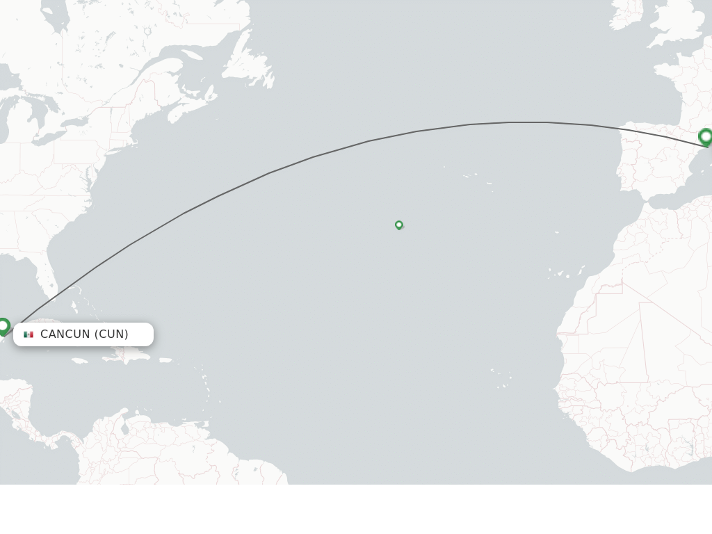 Direct (nonstop) flights from Cancun to Barcelona schedules