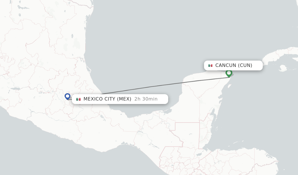 Direct (nonstop) flights from Cancun to Mexico City schedules