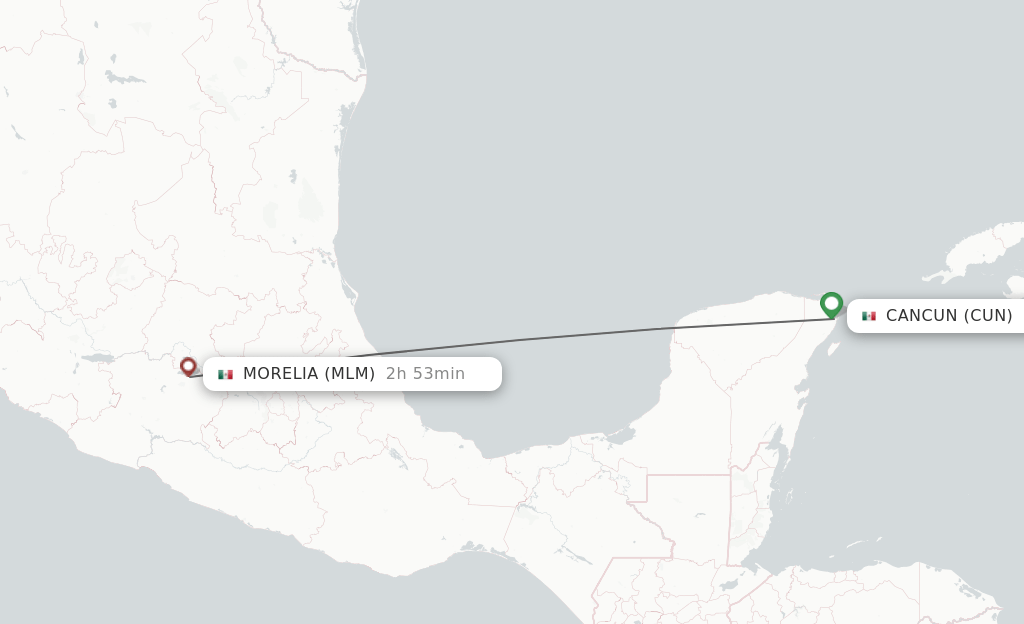 Direct (nonstop) flights from Cancun to Morelia schedules