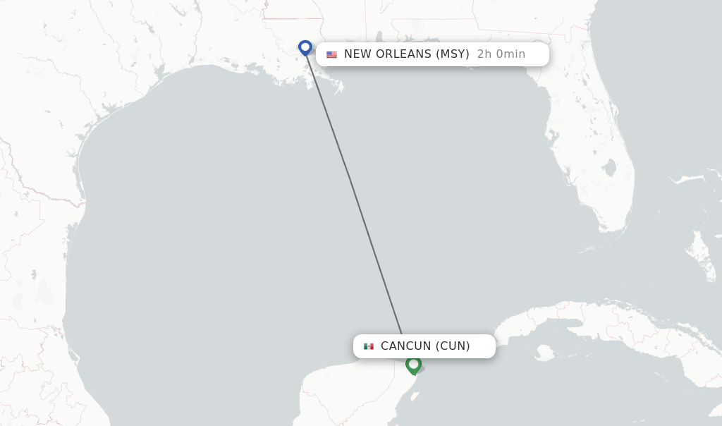 Direct (nonstop) flights from Cancun to New Orleans schedules