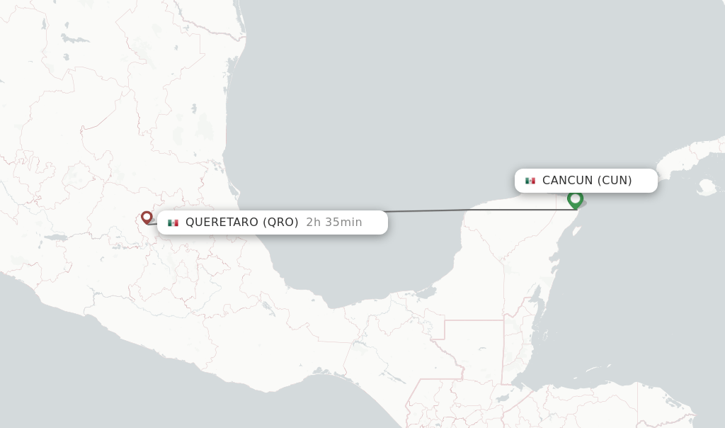 Direct (nonstop) flights from Cancun to Queretaro schedules