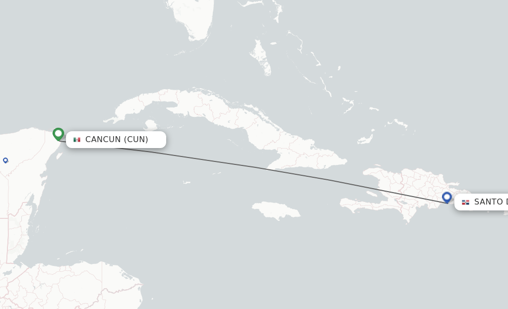 Direct (nonstop) flights from Cancun to Santo Domingo schedules