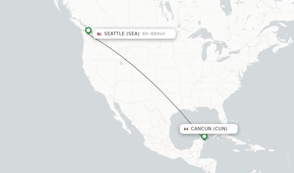 Direct (nonstop) flights from Cancun to Seattle schedules