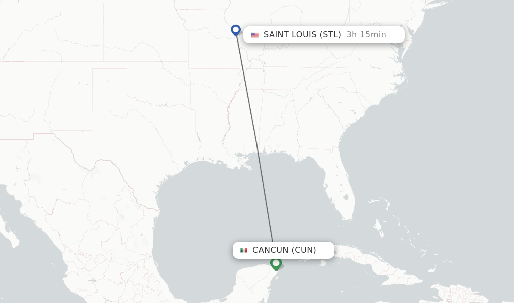 Direct (nonstop) flights from Cancun to Saint Louis schedules