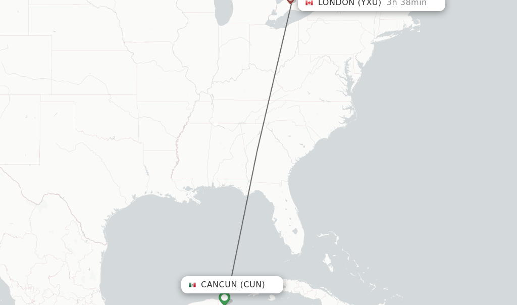 Direct (nonstop) flights from Cancun to London schedules