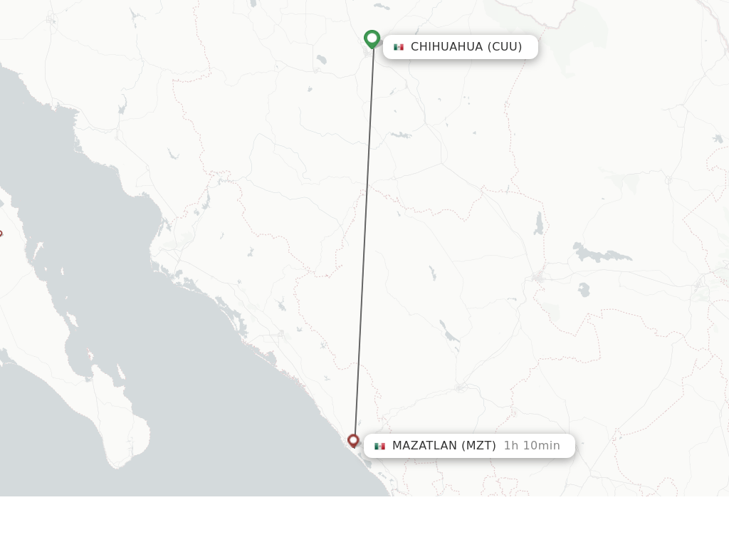 Direct (nonstop) flights from Chihuahua to Mazatlan schedules
