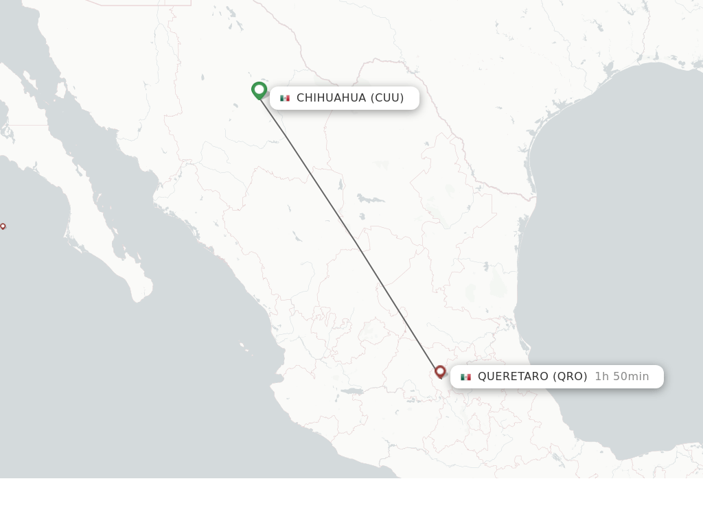Direct (nonstop) flights from Chihuahua to Queretaro schedules