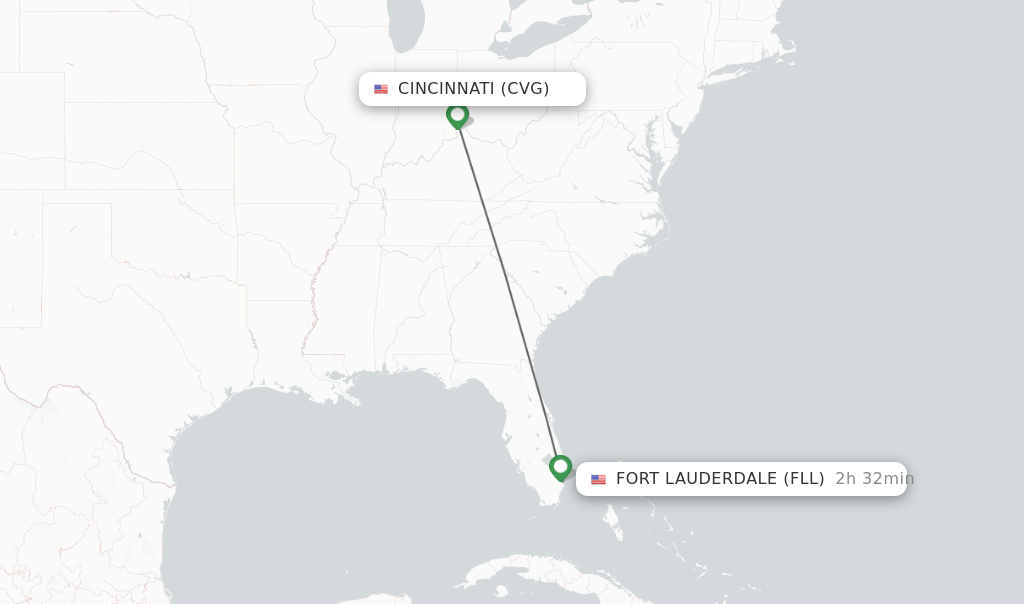 Direct (nonstop) flights from Cincinnati to Fort Lauderdale schedules