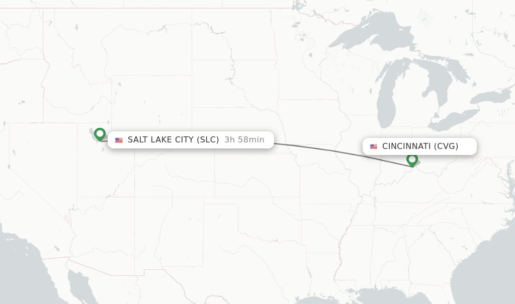 Direct (nonstop) flights from Cincinnati to Salt Lake City schedules