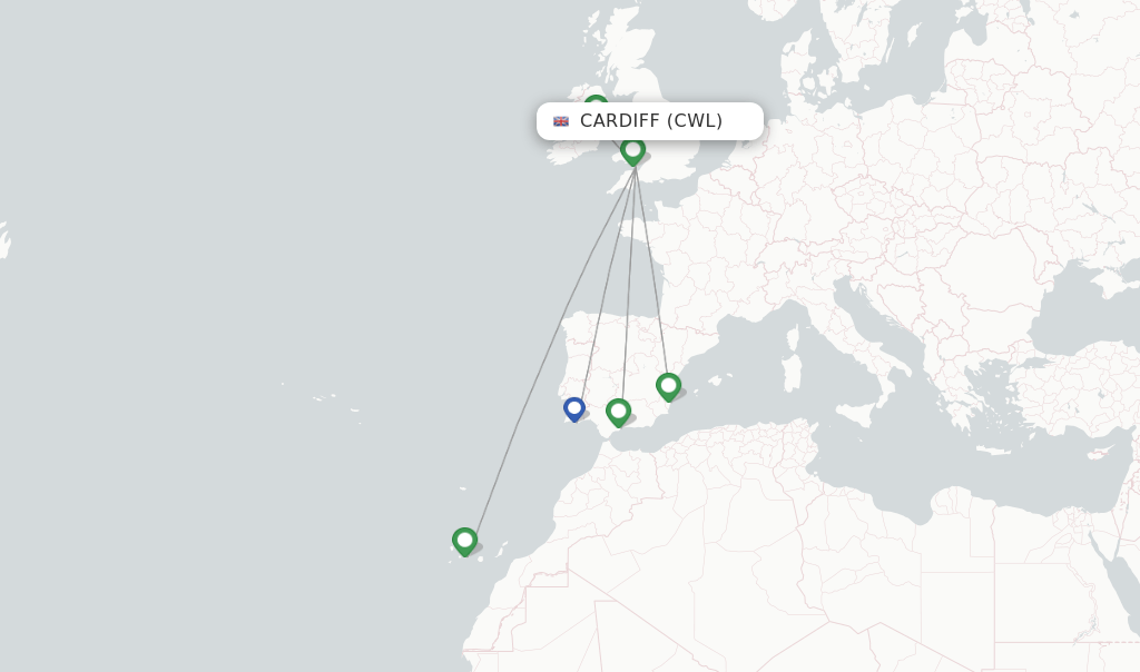 Ryanair flights from Cardiff, CWL