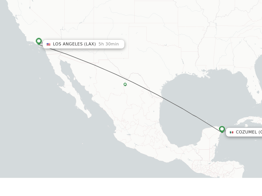 Direct (nonstop) flights from Cozumel to Los Angeles schedules