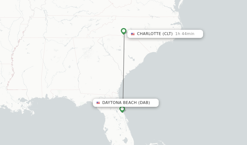 Direct (nonstop) flights from Daytona Beach to Charlotte schedules