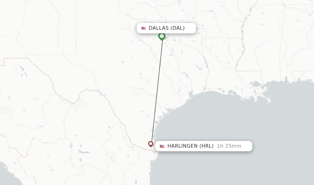 Direct (nonstop) flights from Dallas to Harlingen schedules