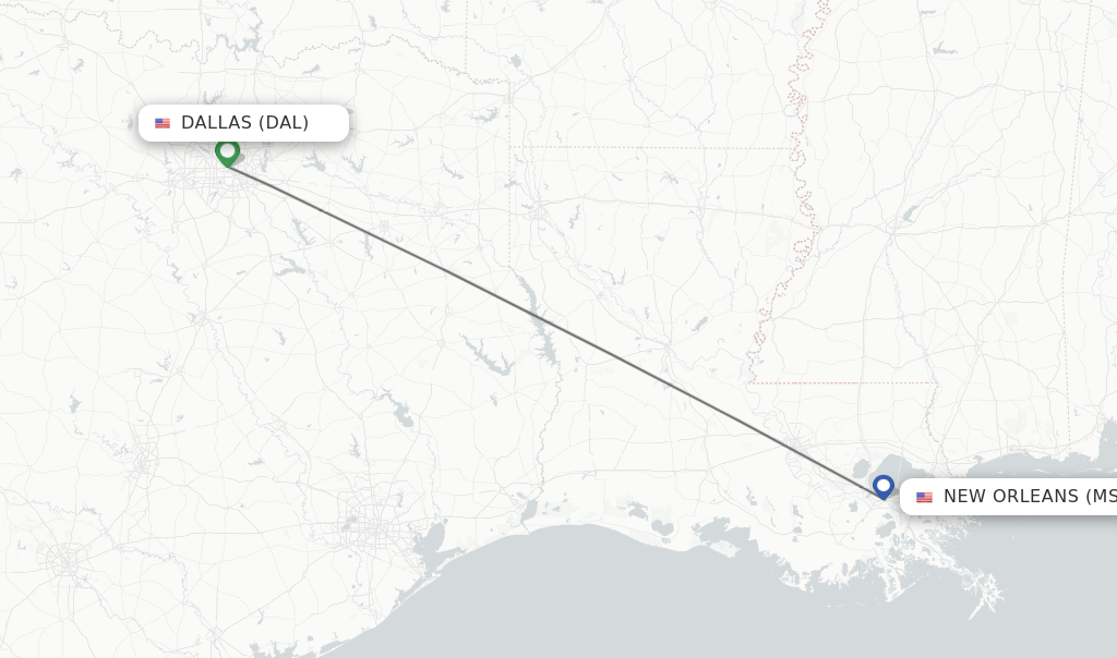Direct (nonstop) flights from Dallas to New Orleans schedules