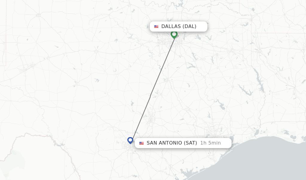 Direct (nonstop) flights from Dallas to San Antonio schedules