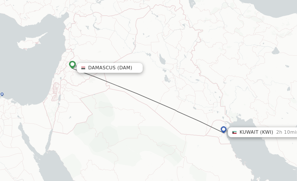 Direct (nonstop) flights from Damascus to Kuwait schedules