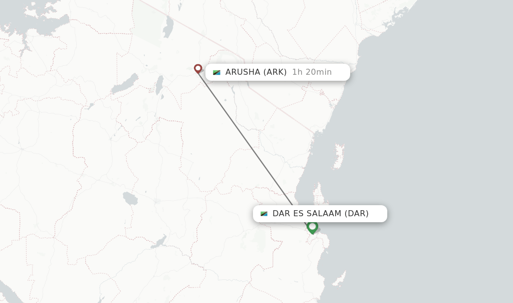 Direct (nonstop) flights from Dar Es Salaam to Arusha schedules