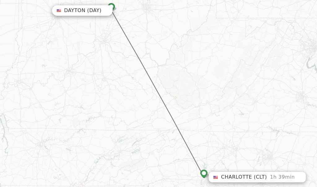 Direct (nonstop) flights from Dayton to Charlotte schedules