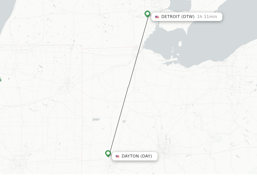 Direct (nonstop) flights from Dayton to Detroit schedules