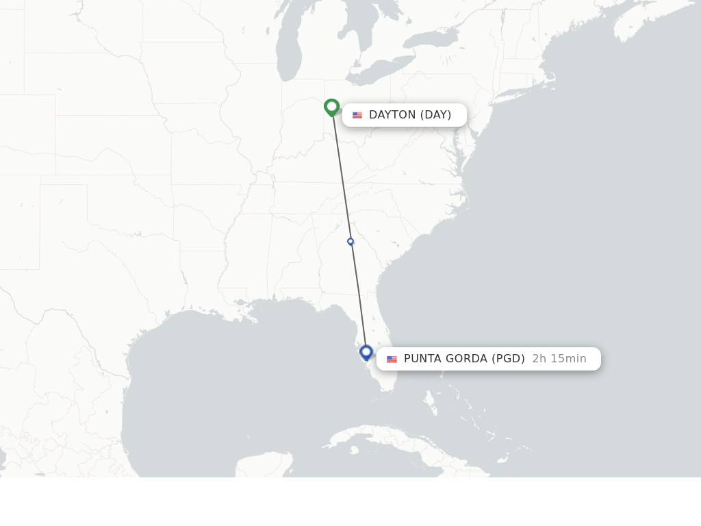 Direct (nonstop) flights from Dayton to Punta Gorda schedules