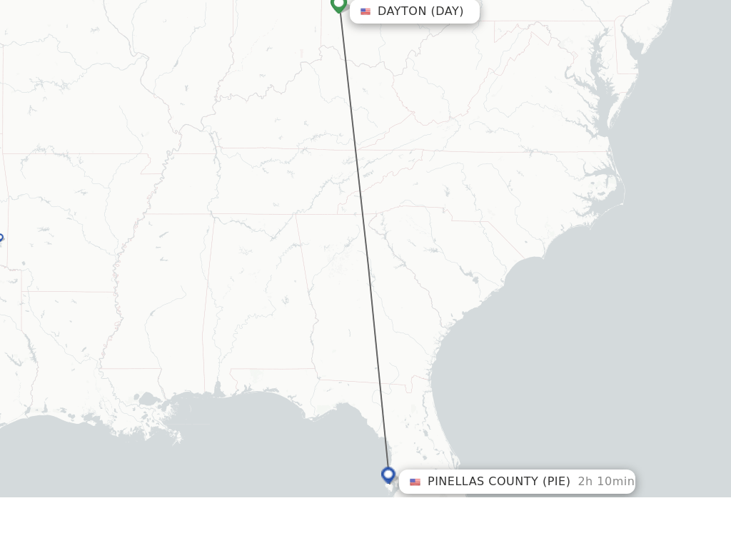 Direct (nonstop) flights from Dayton to Saint Petersburg schedules